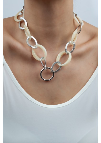 Büyük Halka Gümüş Detay Kolye modelleri