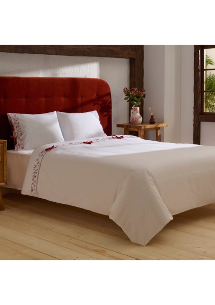 Calia %100 Pamuk Nakışlı Çift Kişilik Nevresim Takımı Beyaz modelleri