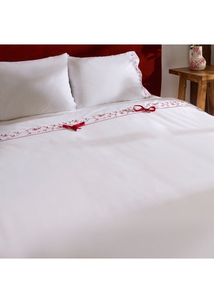 Calia %100 Pamuk Nakışlı Çift Kişilik Nevresim Takımı Beyaz indirimleri