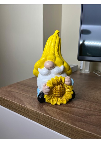 Balkabak - Ayçiçekli Cüce Gnome Biblo El Boyaması 2'li (16CM) indirimleri
