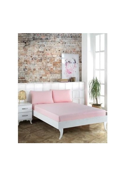 Çift Kişilik %100 Pamuk Ranforce Lastikli Çarşaf + 2 Adet Yastık Kılıfı 160 x 200
