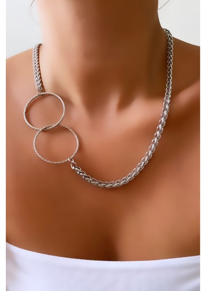 Çift Halkalı Tasarım Kolye