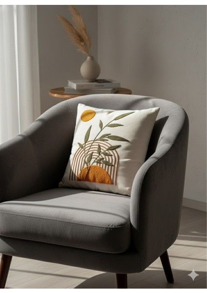 Dekoratif Kırlent Kılıfı 43×43 cm Punch Işlemeli –