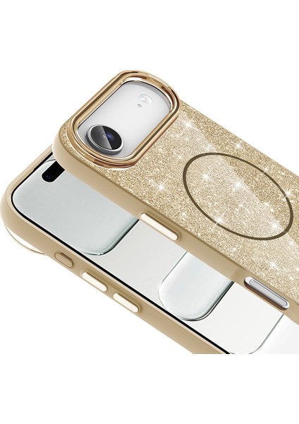 iPhone 17 Air Kılıf M-Safe Şarj Özellikli Parlayan Simli Zore Okso Kapak + Hayalet Ekran Koruyucu fiyatları