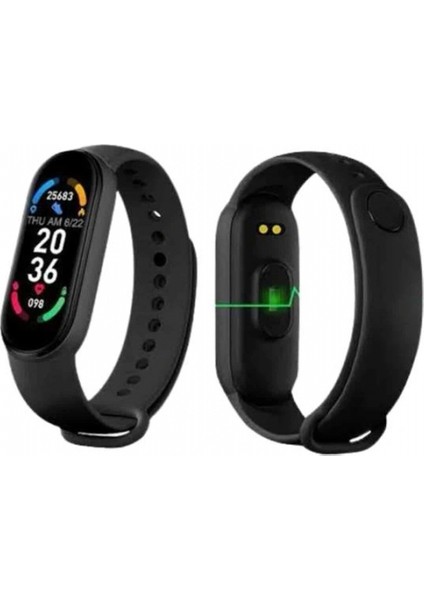 M6 Akıllı Bileklik Siyah Adımsayar Spor Takibi Android ve Ios Uyumlu