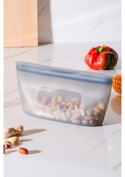 Mood Hava Sızdırmaz Kilitli Silikon Saklama Torbası 450 ml | Gri
