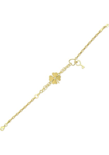 Altın Yonca Figürlü Bileklik - 14K