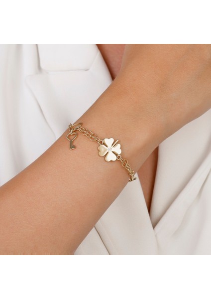 Altın Yonca Figürlü Bileklik - 14K modelleri