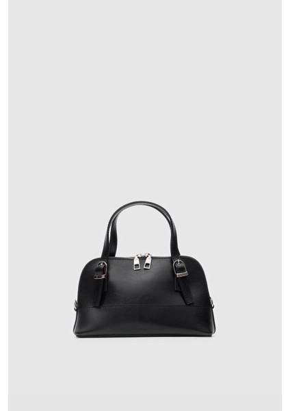 Suni Deri Mini El ve Çapraz Çanta Siyah fırsatları