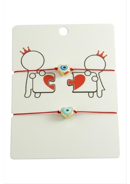 Kalp Nazar Ip Bileklik 2 Adet