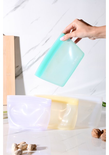 Lush Hava Sızdırmaz Kilitli Silikon Saklama Torbası 500 ml | Yeşil modelleri