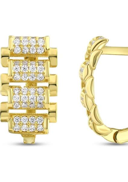 Taşlı Tasarım Altın Küpe - 14K fiyatları