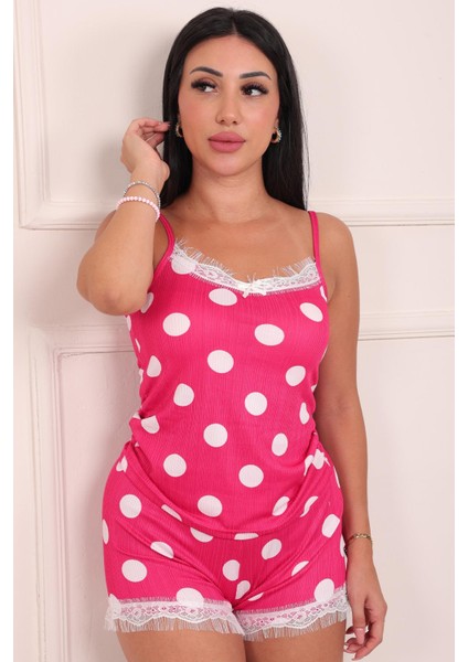Kadın Puantiye Desenli Şortlu Pegasus Pijama Takım Fuşya fiyatları