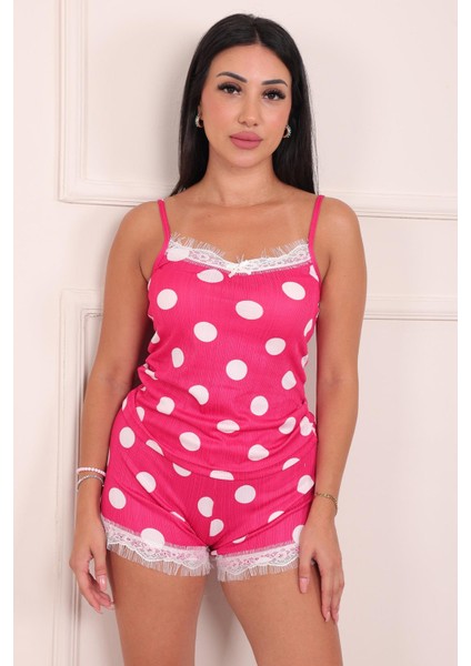 Kadın Puantiye Desenli Şortlu Pegasus Pijama Takım Fuşya modelleri