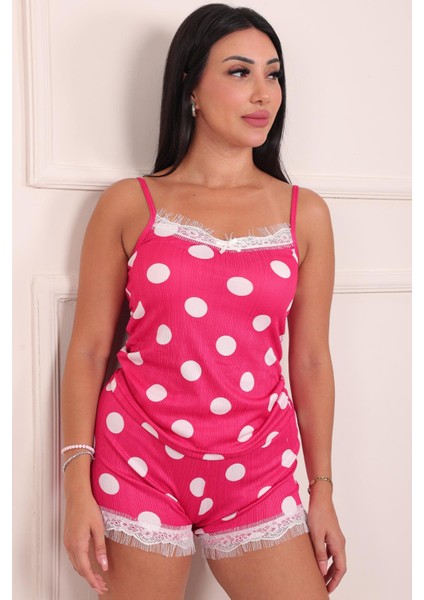 Kadın Puantiye Desenli Şortlu Pegasus Pijama Takım Fuşya fırsatları