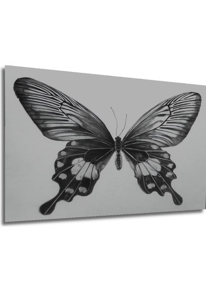 Kara Kalem Görünümlü Zarif Kelebek Ahşap Dekoratif Tablo Dikdörtgen Tablo fırsatları