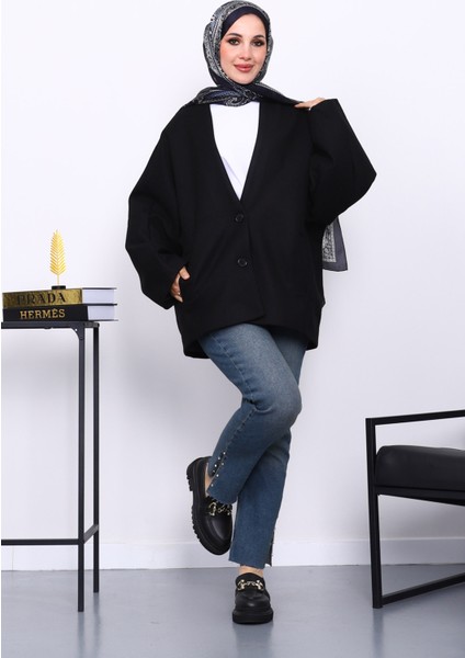 Siyah Düğme Detaylı Astarlı Kaşe Ceket fiyatları