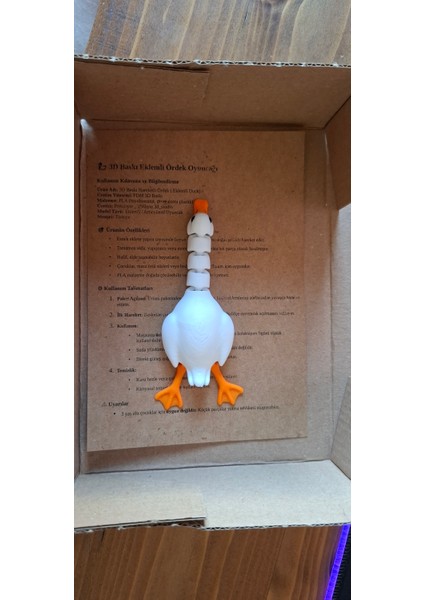 3D Baskı Eklemli Ördek – Hareketli Masaüstü Oyuncak ve Dekoratif Figür (10 Cm)