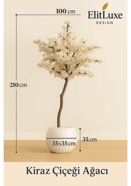 Elitluxe Design 210 cm Kiraz Çiçeği Yapay Ağaç – Yoğun Çiçekli – Fiber Küre Saksı 35X35 – Salon, Ofis ve Kafe Iç Mekân Dekorasyon Bitkisi fırsatları