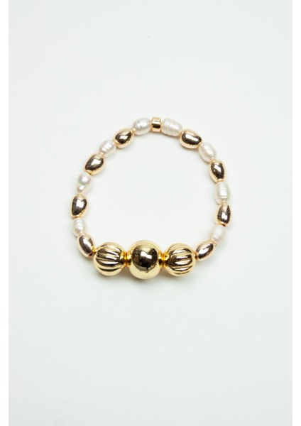 Gold Detay Gerçek Inci Kadın Bileklik