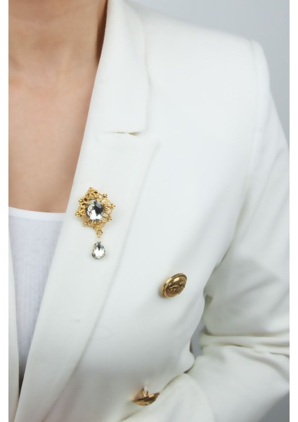 Taşlı Işlemeli Broş