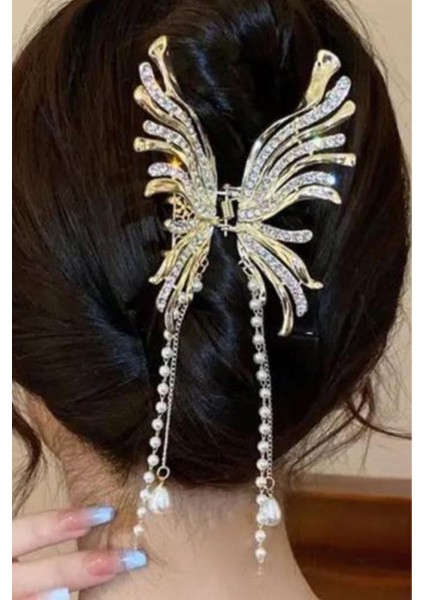 Taşlı Inci Detay Büyük Mandal Toka