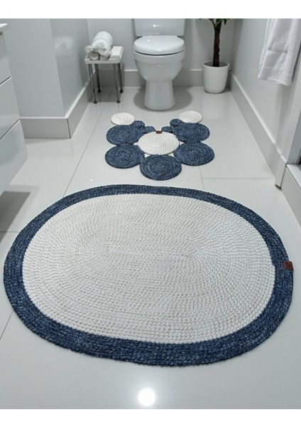 2'li Modern Hasır Görünümlü Banyo Paspası - Modern Dokunuş