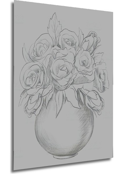 Kara Kalem Görünümlü Ahşap Dekoratif Tablo Beyaz Güllerin Zarafeti Dikdörtgen Tablo fırsatları