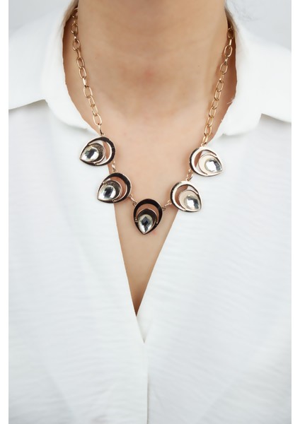 Kristal Uçlu Bronz Kolye