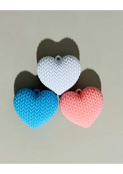 3’lü Örme Kalp Anahtarlık-3 Renk