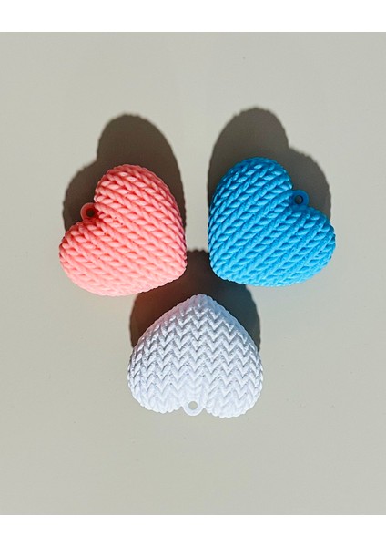 3’lü Örme Kalp Anahtarlık-3 Renk modelleri