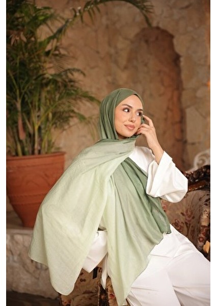Degrade Iki Renkli Bambu Kraş Şal Tok Duran Kadın Şal Yeşil Çağla fırsatları