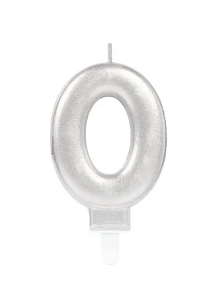 Gümüş 0 Rakam Mum