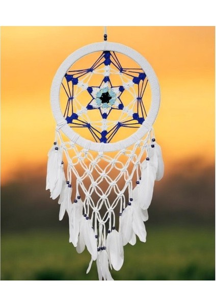 Nazar Boncuğu Renklerinde Yıldız Motifli Büyük Boy Düş Kapanı Duvar Dekoru fırsatları