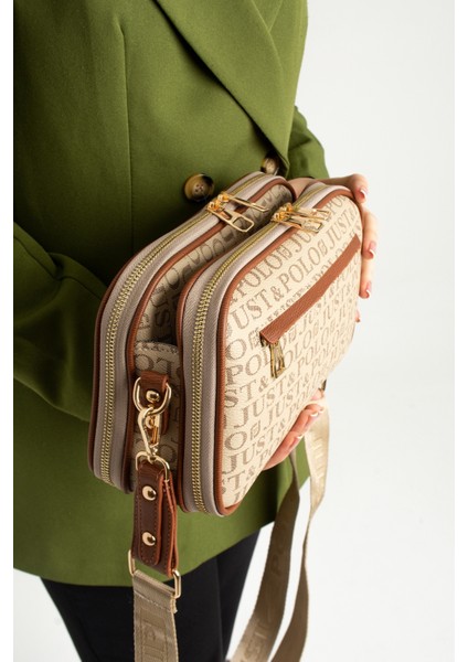 Orijinal Just Polo Collection 5 Bölmeli Lüks Yumuşak Deri Ayarlanabilir Çapraz Askılı Omuz Çantası modelleri