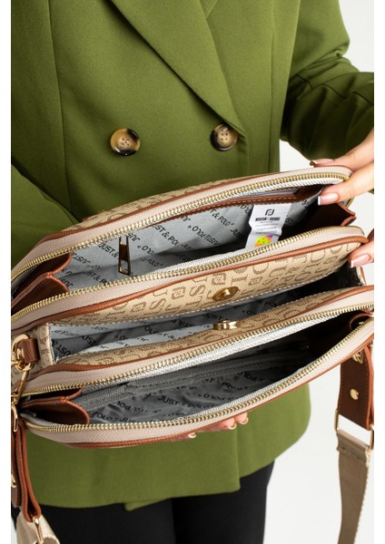 Orijinal Just Polo Collection 5 Bölmeli Lüks Yumuşak Deri Ayarlanabilir Çapraz Askılı Omuz Çantası fırsatları