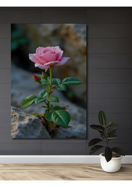 Pembe Gül Suluboya Görünümlü Ahşap Tablo Dikdörtgen Tablo