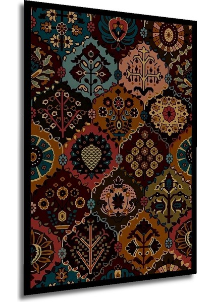 El Yapımı Desenli Yağlı Boya Görünümlü Ahşap Dekoratif Tablo Dikdörtgen Tablo