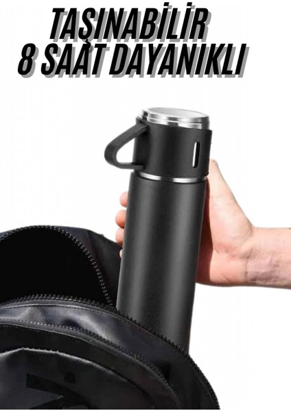 Termos Seti 3'lü Bardak Seti Isı Dayanıklı Siyah Paslanmaz Çelik Vakumlu fiyatları