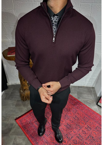 Özel Tasarım Fermuar Detaylı Uzun Kollu Triko