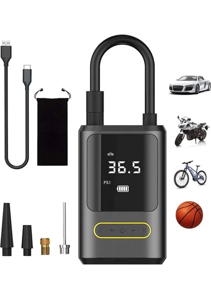 Kablosuz Oto Araç Mini 4000mah 150 Psı Işıklı Oto Hava Kompresörü