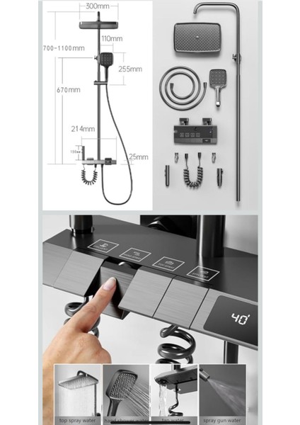 (Büyük Gövde) Siyah Dijital Piyano Duş Seti Ham Madde (Sarı) 1 Sınıf Üretim