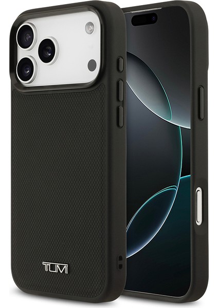 iPhone 17 Pro Max Uyumlu Kılıf Tumı M-Safe Şarj Özellikli Deri Noktalı Dizayn Kapak Siyah