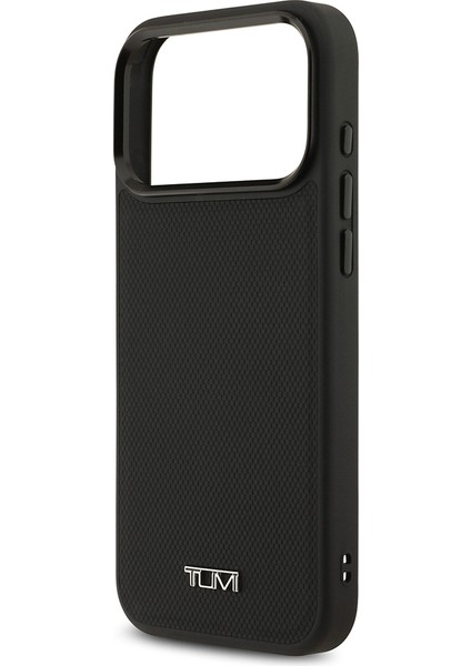 iPhone 17 Pro Max Uyumlu Kılıf Tumı M-Safe Şarj Özellikli Deri Noktalı Dizayn Kapak Siyah