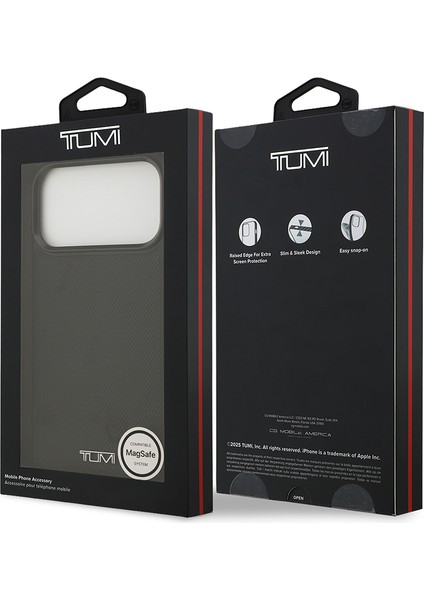 iPhone 17 Pro Max Uyumlu Kılıf Tumı M-Safe Şarj Özellikli Deri Noktalı Dizayn Kapak Siyah