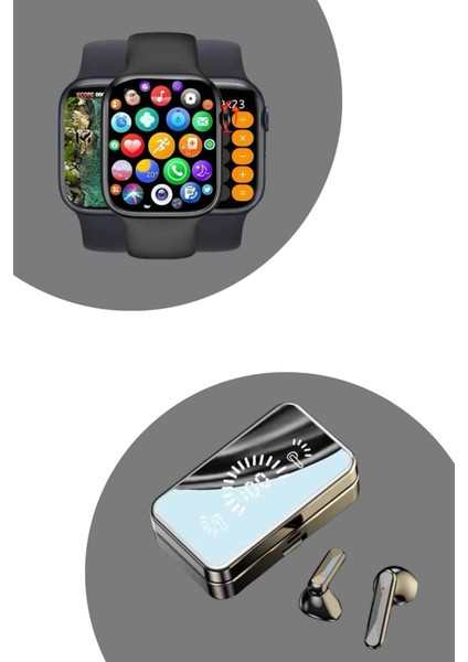 Powerbank Aynalı Bluetooth Kulaklık ve Akıllı Saat Seti Anc Özelliği Dokunamatik modelleri