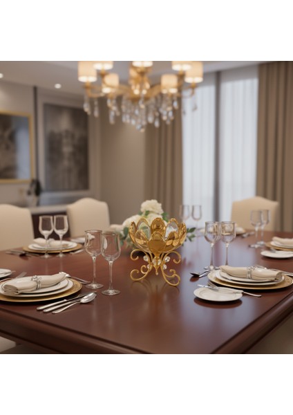Lüks Gold Ayaklı Kristal Cam Sunumluk – Servis & Pasta Tabağı modelleri