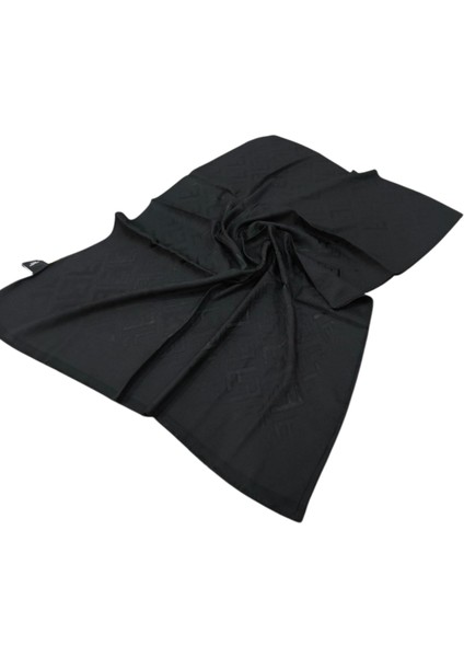 F Desen Ipek Jakarlı Şal Siyah
