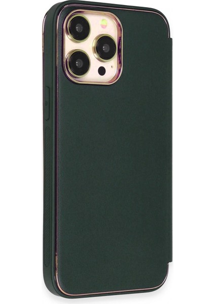 iPhone 13 Pro Max Kılıf Dolpin Kapaklı - Koyu Yeşil (K95) fırsatları