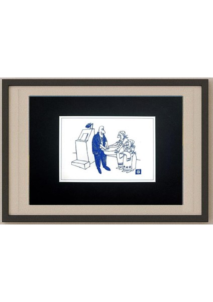 Unknown 15x10cm Orijinal Karikatür Tablo